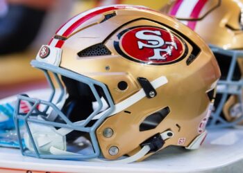 San Francisco 49ers helmet. Matt Breida retired.