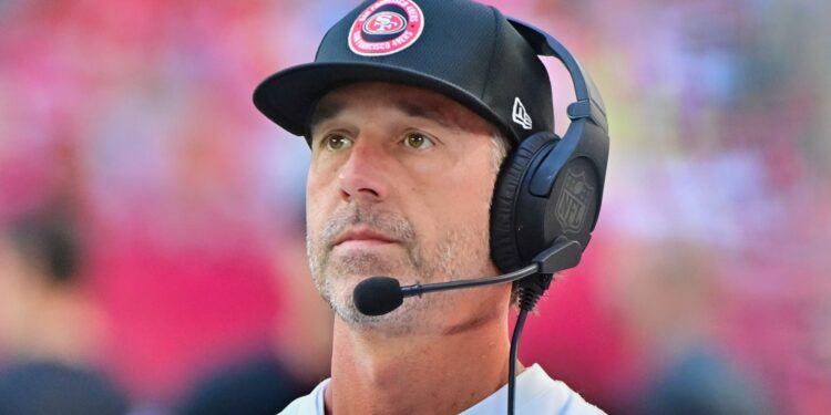 Kyle Shanahan of San Francisco 49ers looking on.