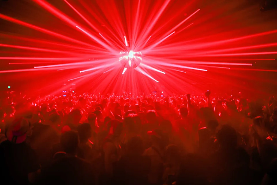 Festivalgoers dance inside the Despacio tent at the Portola Music Festival on Saturday Sept. 20, 2025. (Charles Russo/SFGATE)