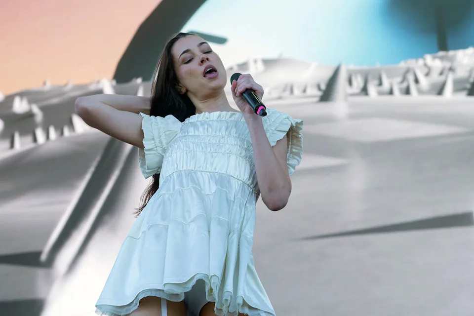 Janet Planet of Confidence Man performs on the Pier Stage at Outside Lands on Saturday Sept. 20, 2025. (Charles Russo/SFGATE)