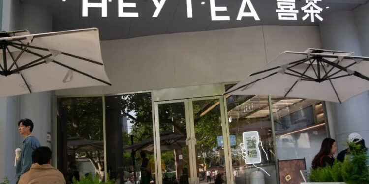 A Heytea storefront is seen in Shanghai, China, on April 20, 2025. (Photo by Ying Tang/NurPhoto via Getty Images)