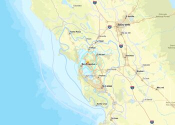 USGS map showing epicenter of San Francisco earthquake on September 22, 2025