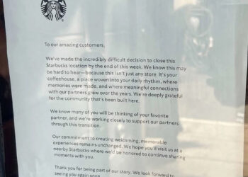 The Starbucks in San Francisco's Castro area was open on Friday but had a sign stating it will be closing soon. (Lucy Hodgman / San Francisco Chronicle)