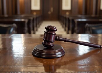 Close-up of a wooden desk in court with a judge hammer. Sweepstakes casino operator High 5 Entertainment loses another key legal battle in San Francisco