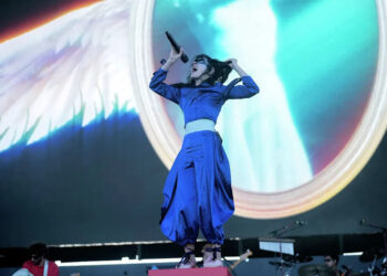 Magdalena Bay performs on the Pier Stage at the Portola Music Festival on Saturday, Sept. 20, 2025. (Charles Russo/SFGATE)