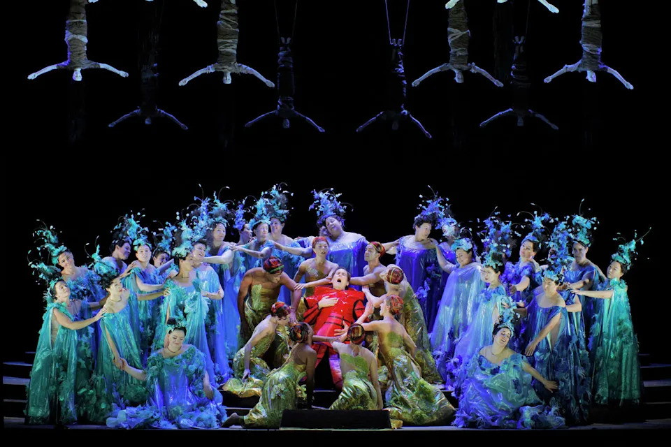 Brandon Jovanovich as Parsifal, center, in Act II of San Francisco Opera's new production of