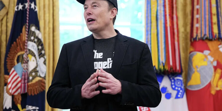 Tesla CEO Elon Musk speaks alongside U.S. President Donald Trump in the Oval Office of the White House on May 30, 2025, in Washington, D.C. (Kevin Dietsch/Getty Images)