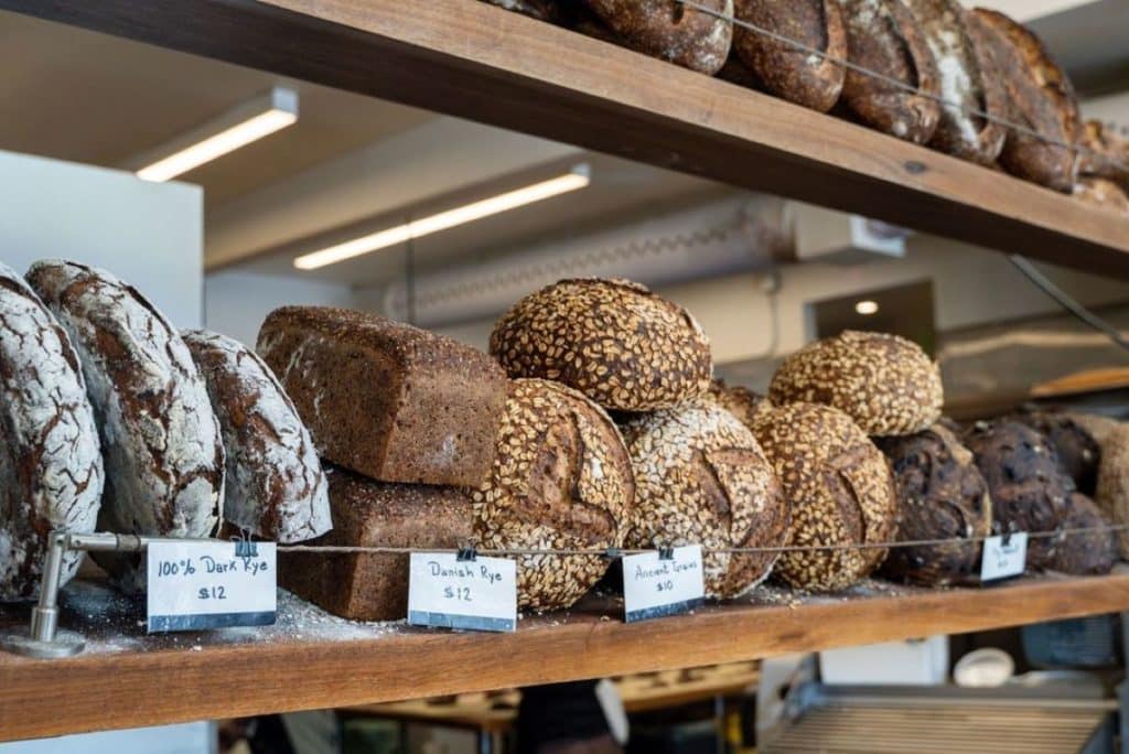 A selection of bread loaves at Jane the Bakery.