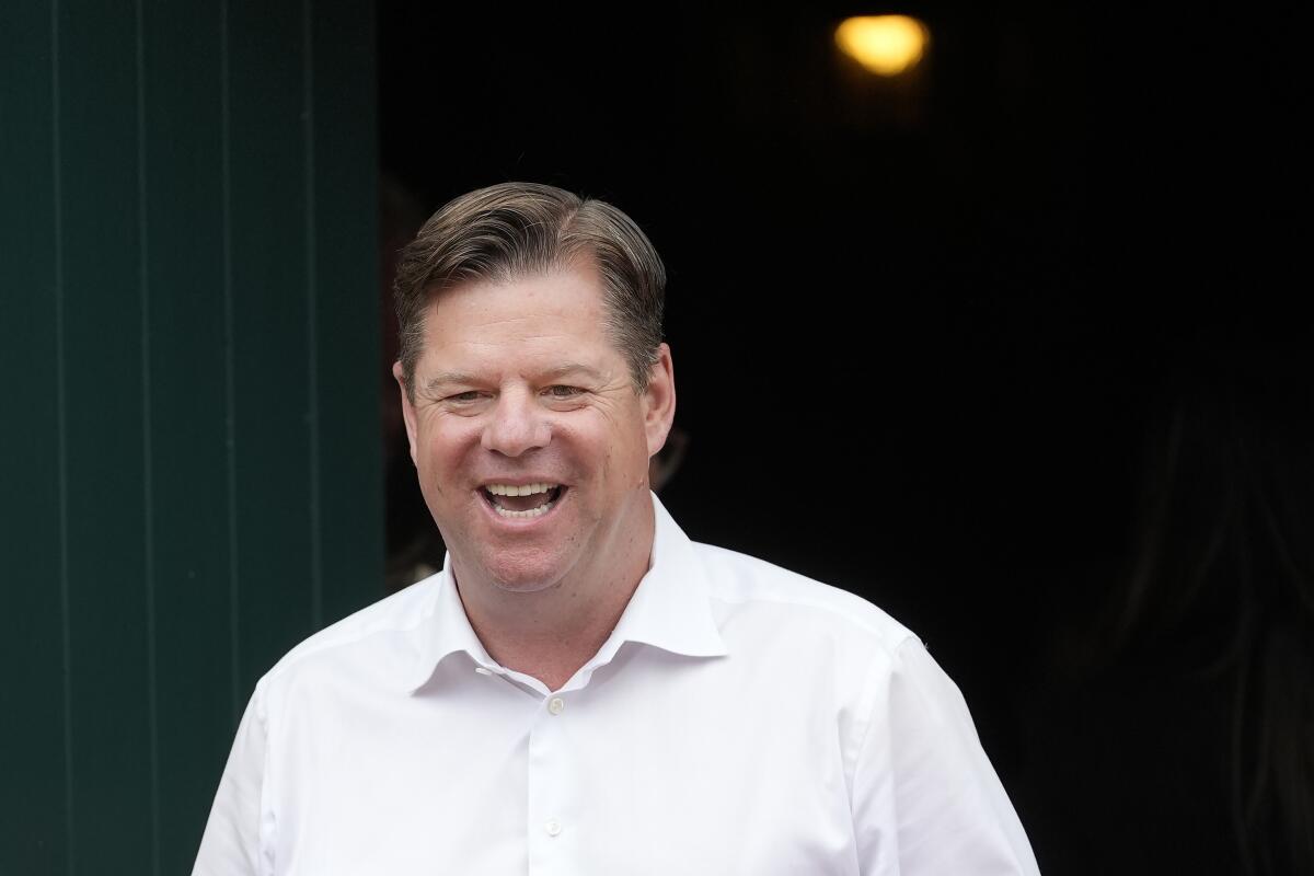 San Francisco mayoral candidate Mark Farrell speaks at a neighborhood event.